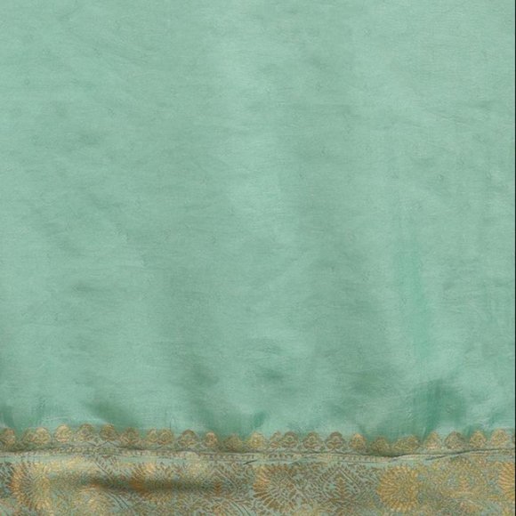 Sky Blue Saree In Dola Silk With Woven Leaf Buttis And Moroccan Weave On Pallu - Picture 6 of 6